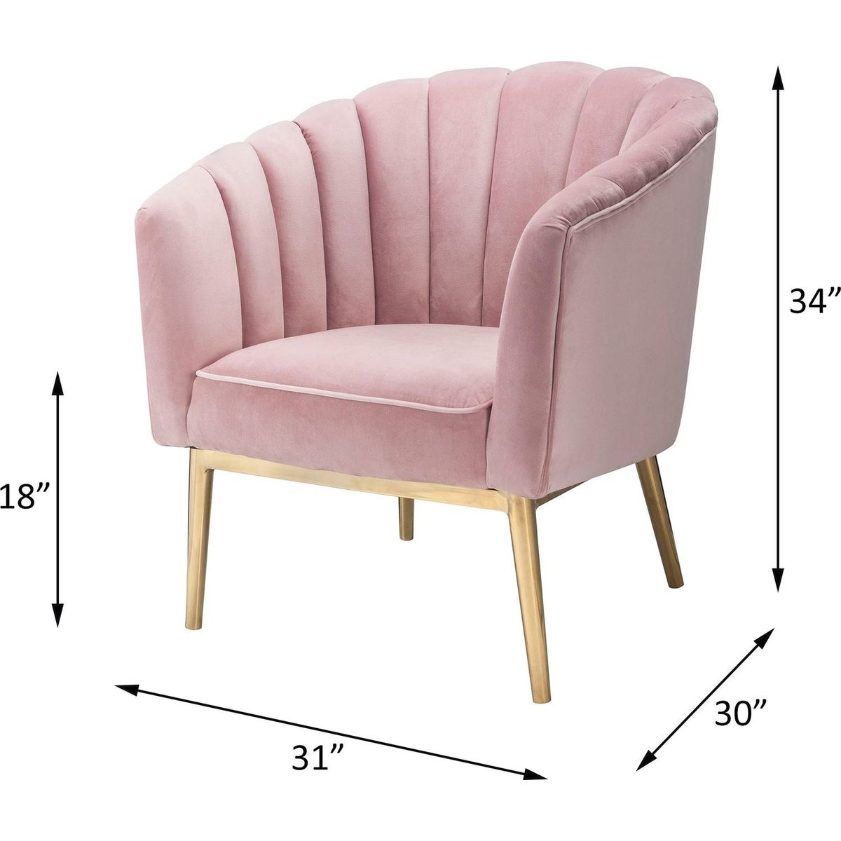 Colla Accent Chair in Blush Pink Velvet & Gold