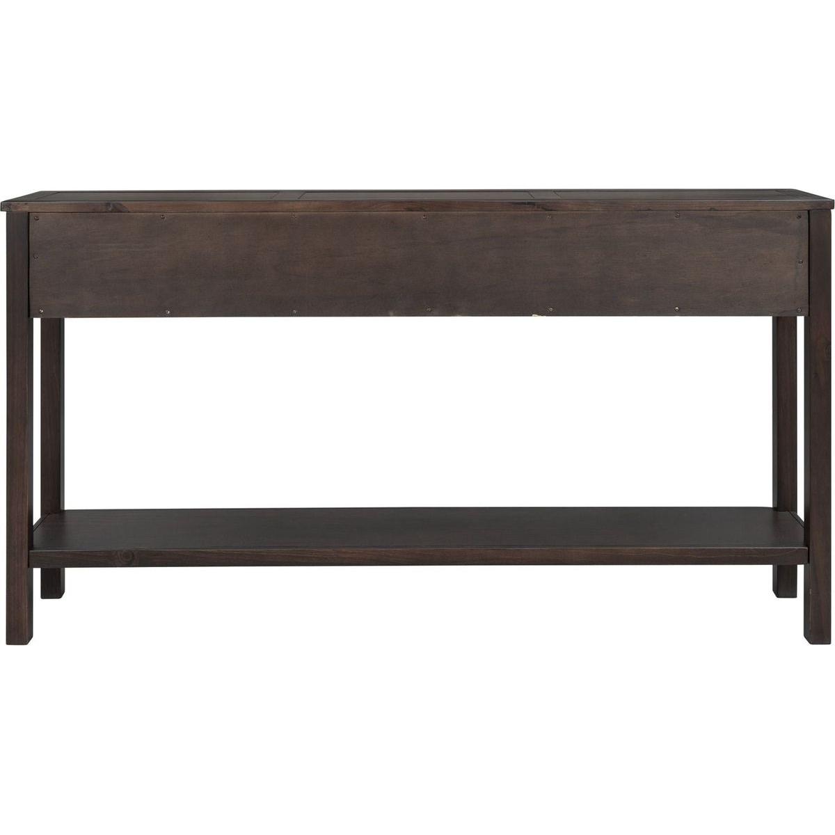Rustic Entryway Console Table, 60" Long Sofa Table with two Different Size Drawers and Bottom Shelf for Storage (Espresso)