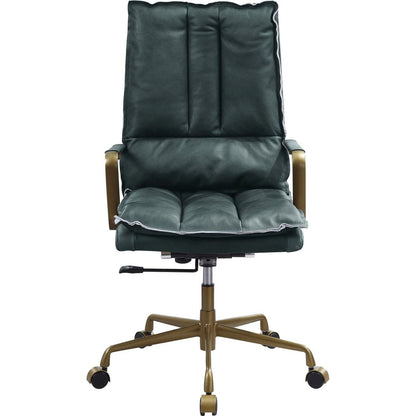 Tinzud Office Chair in Dark Green Top Grain Leather