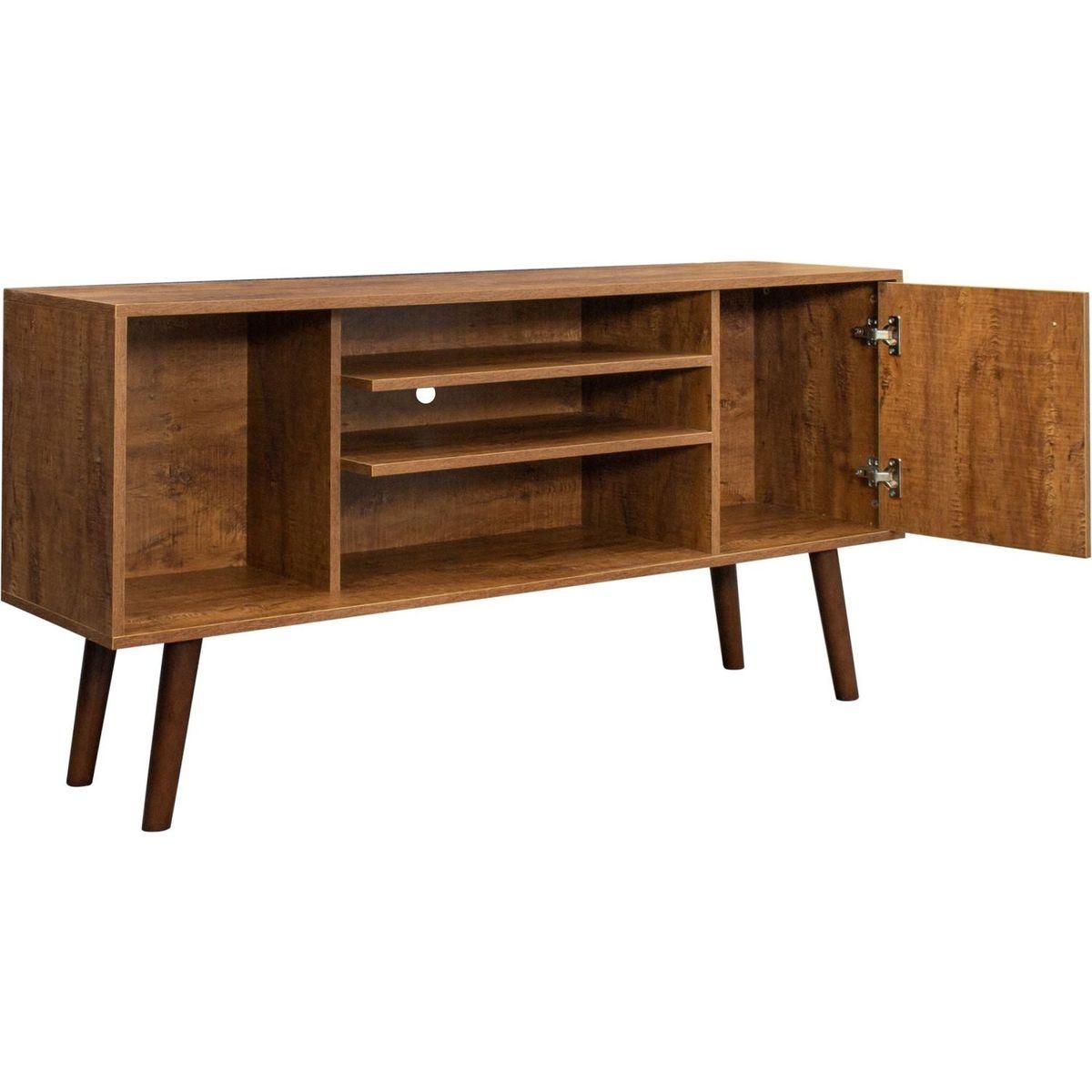 TV Stand Use in Living Room Furniture with 1 storage and 2 shelves Cabinet, high quality particle board, Walnut