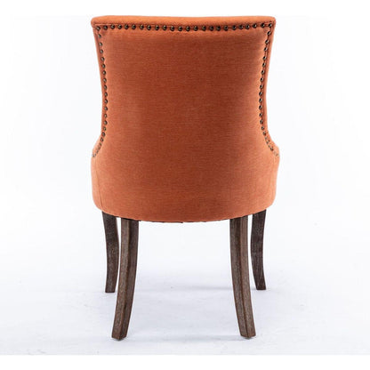 Ultra Side Dining Chairhickened fabric chairs with neutrally toned solid wood legsBronze nail headet of 2range