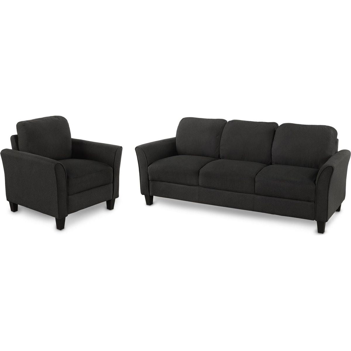 Living Room Furniture chair and 3-seat Sofa (Black)