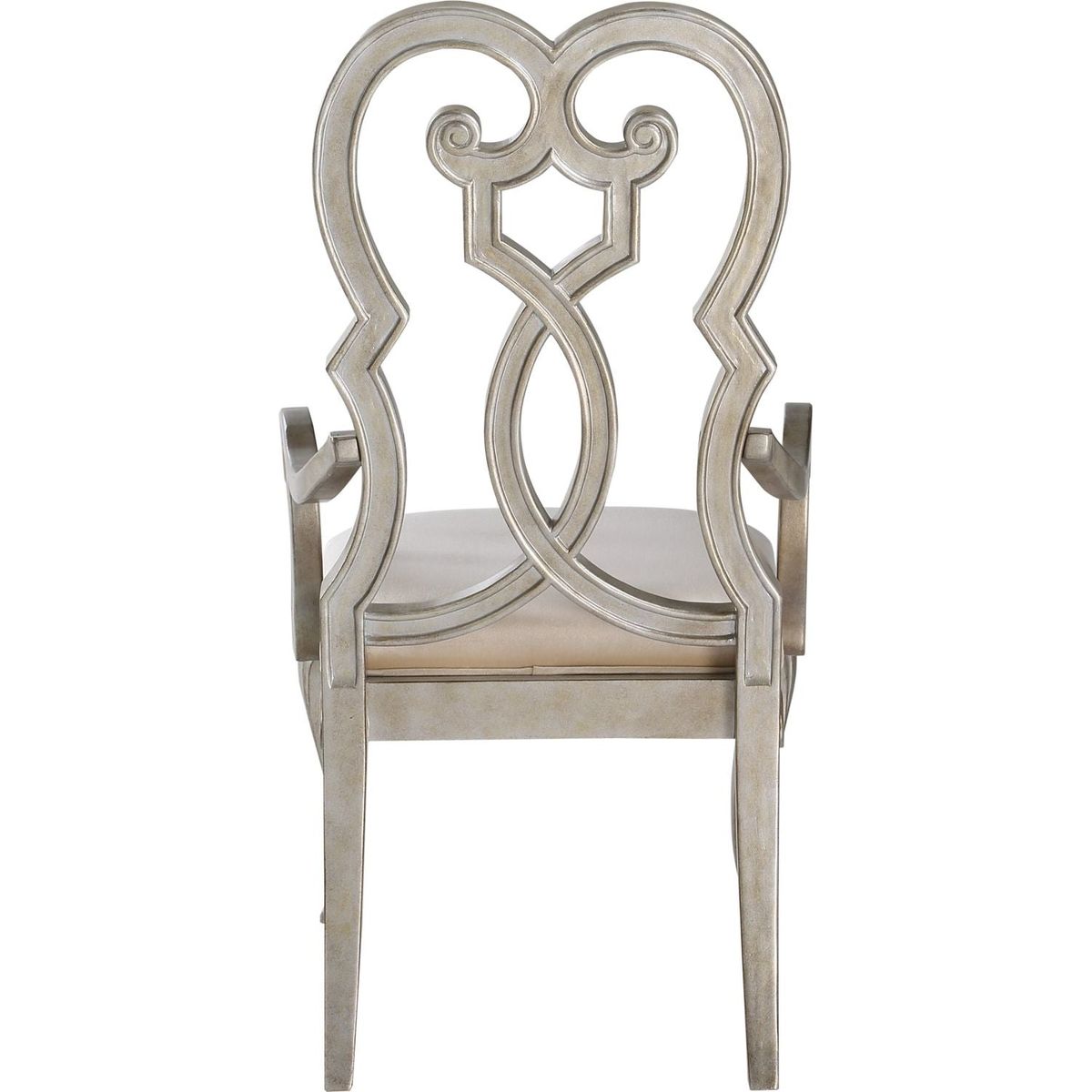 Esteban Arm Chair (Set-2) in Ivory Velvet & Antique Champagne Finish