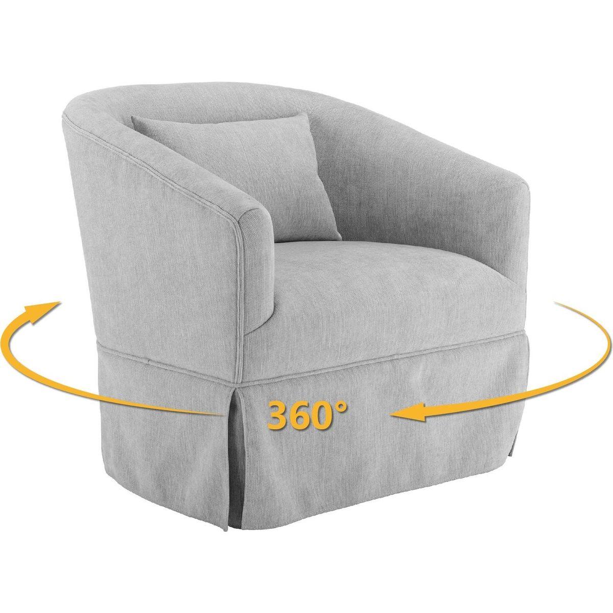 degree Swivel Accent Armchair Linen Blend Grey