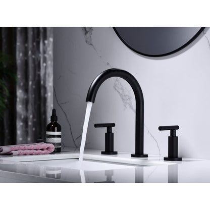 Two Handle High Arc Widespread Bathroom Sink Faucet 3 Hole