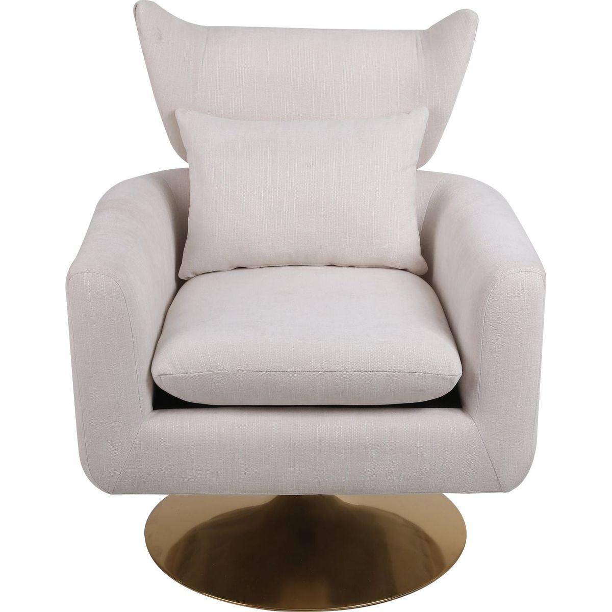 Classic Mid-Century 360-degree Swivel Accent Chair, Beige Linen