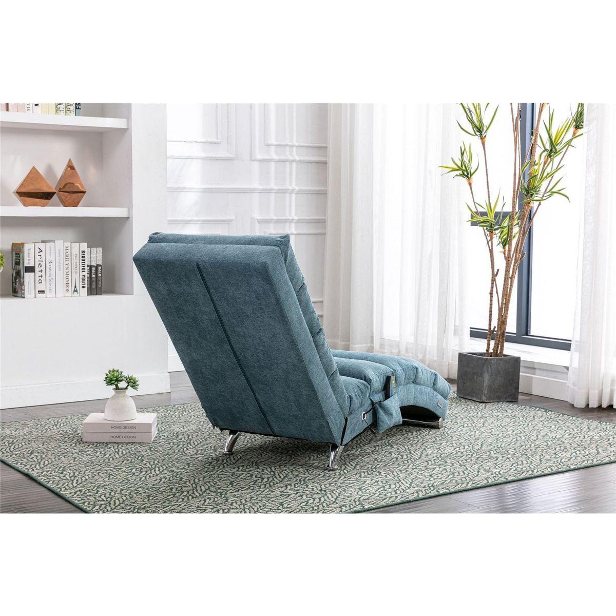 Linen Chaise Lounge Indoor Chair, Modern Long Lounger for Office or Living Room