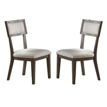 White Fabric Upholstery Dining Chair, Grey (Set of 2)