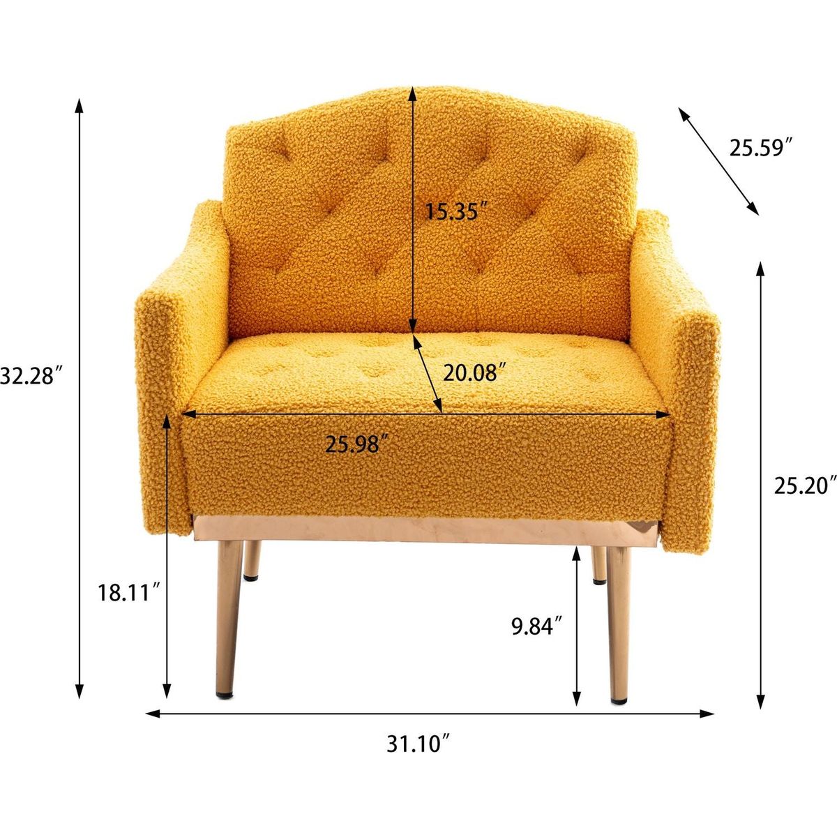 Accent Chair, leisure single sofa with Rose Golden feet