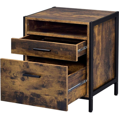 Juvanth Nightstand in Rustic Oak & Black Finish