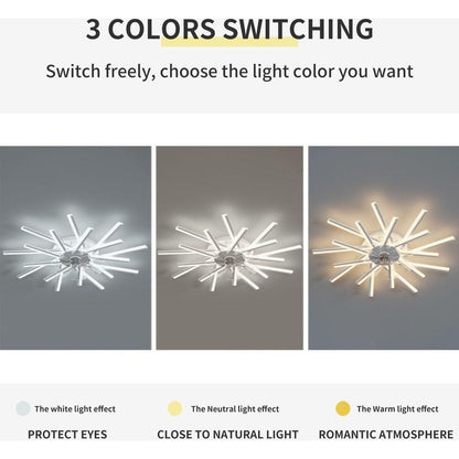 36In Ceiling Fan with Lights Remote Contro Dimmable LED,6 Gear Wind Speed Fan Light