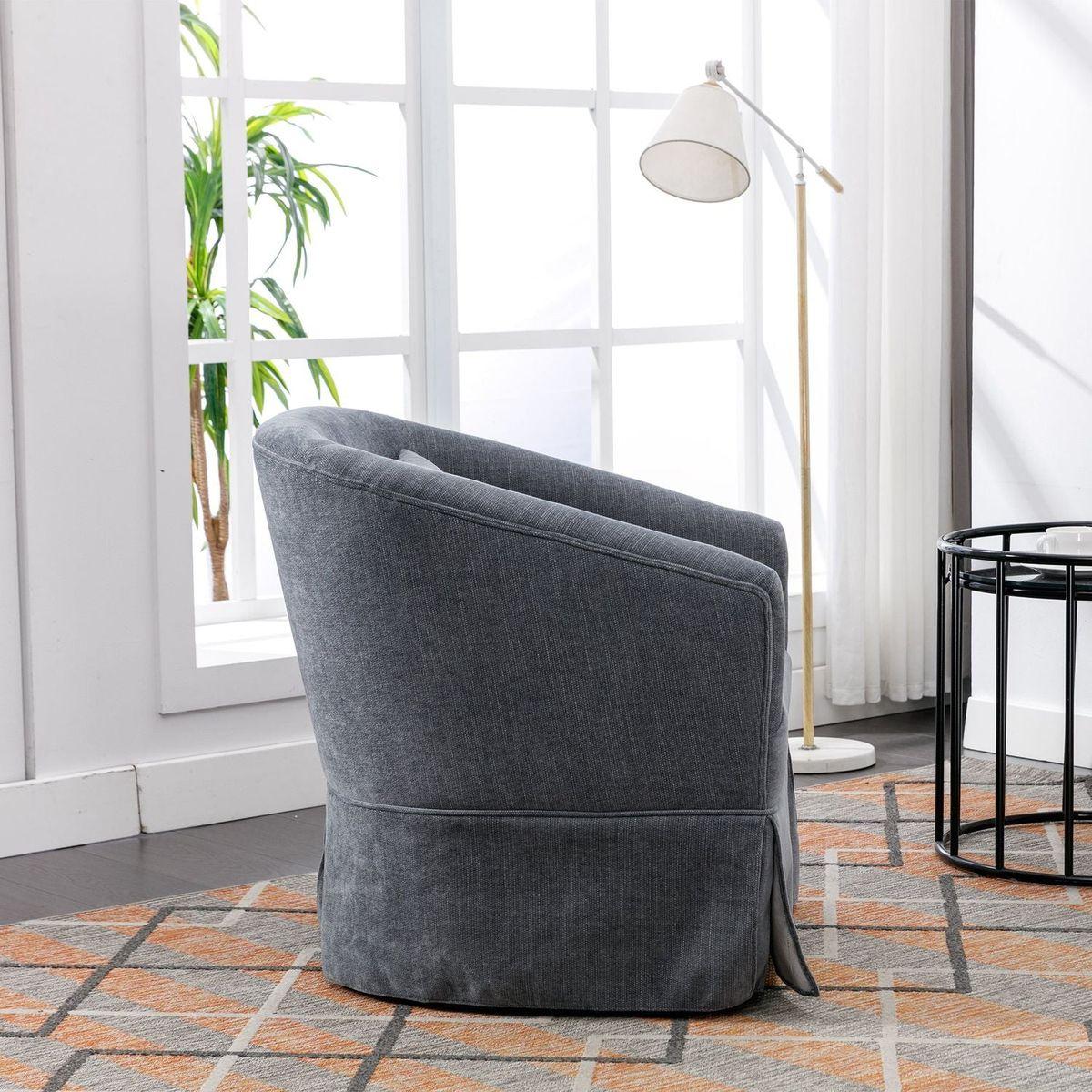 degree Swivel Accent Armchair Linen Blend Grey