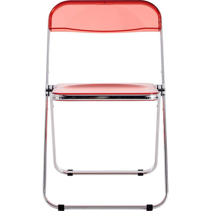 RED Clear Transparent Folding Chair Chair Pc Plastic Living Room Seat