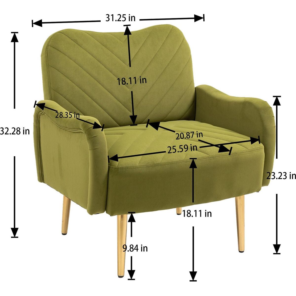 Velvet Chair, Accent chair/ Living room lesiure chair with metal feet