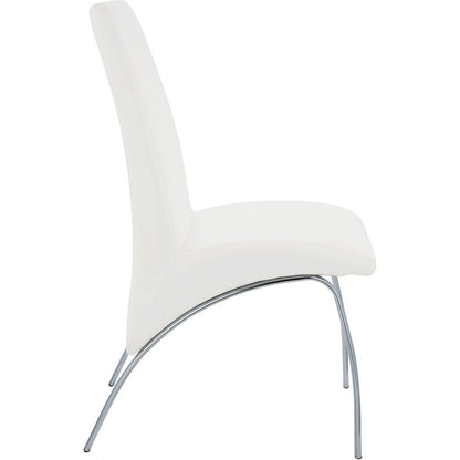 Pervis Side Chair (Set-2) in White PU & Chrome