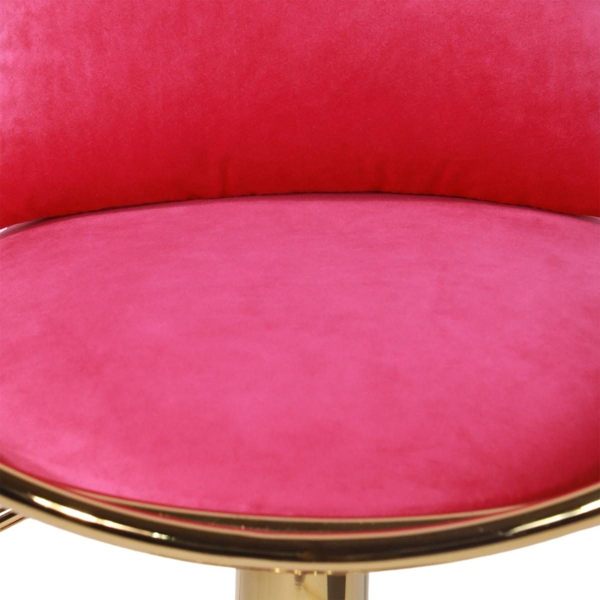 Rose Red velvet bar chair, pure gold plated, unique design60 degree rotation, adjustable heightuitable for dining room and baret of 2