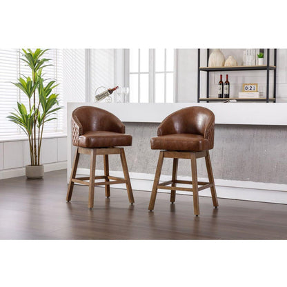 Bar Stools Set of 2 Counter Height Chairs with Footrest for Kitchen, Dining Room And 360 Degree Swivel