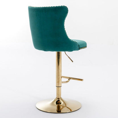 Golden Swivel Velvet Barstools Adjusatble Seat Height from 25-33 Inch, Modern Upholstered Bar Stools with Backs Comfortable Tufted for Home Pub and Kitchen IslandGreen, Set of 2)