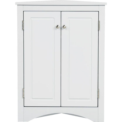 White Triangle Bathroom Storage Cabinet with Adjustable Shelves, Freestanding Floor Cabinet for Home Kitchen