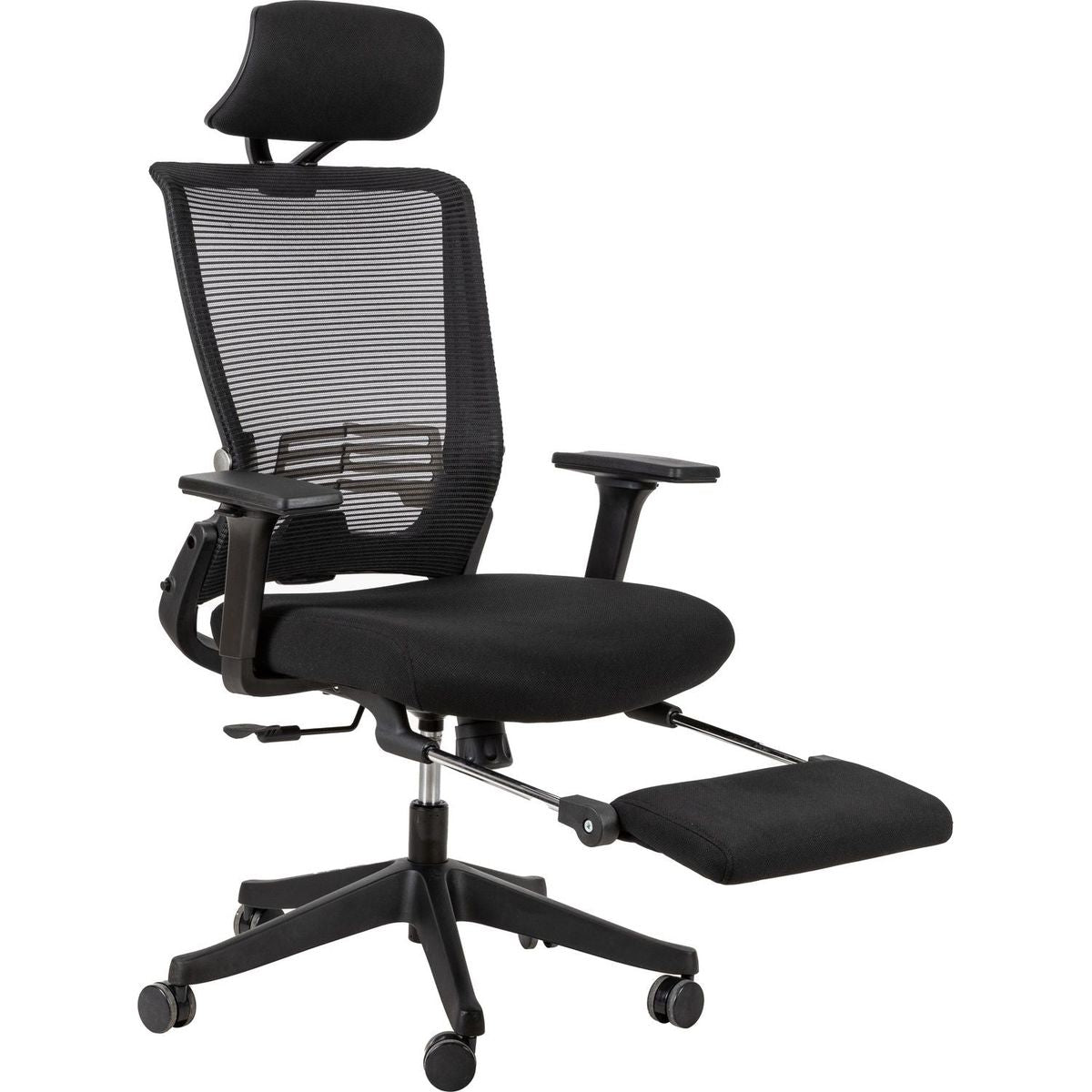 High Back Office Chair with 2d armrest and foot rest, tilt function max 128,Black