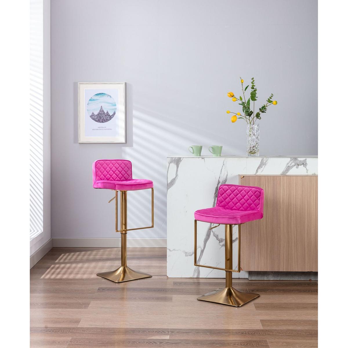 Bar Stools - Swivel Barstool Chairs with Back, Modern Pub Kitchen Counter Height, velvet