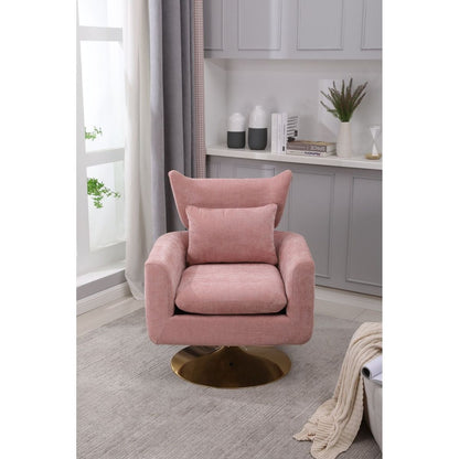 Classic Mid-Century 360-degree Swivel Accent Chair, Pink Linen