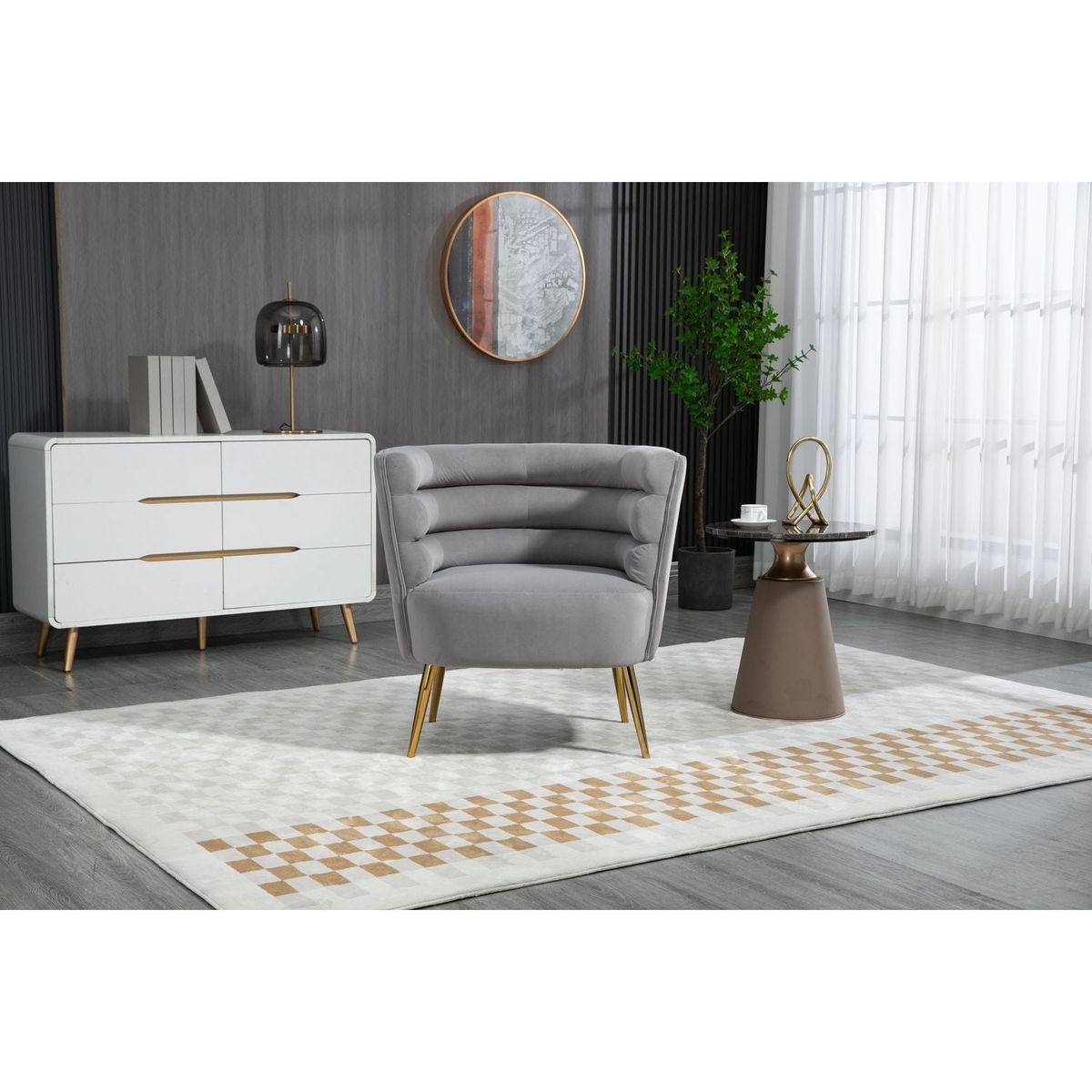 Accent Chair, leisure single chair with Golden feet