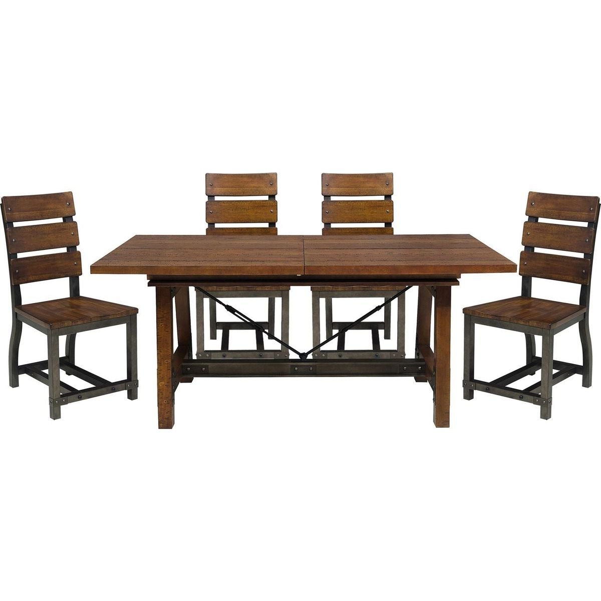 Unique Look Wood Framing Side Chairs 2pc Set Rustic Brown and Gunmetal Finish Industrial Design Casual Dining Furniture