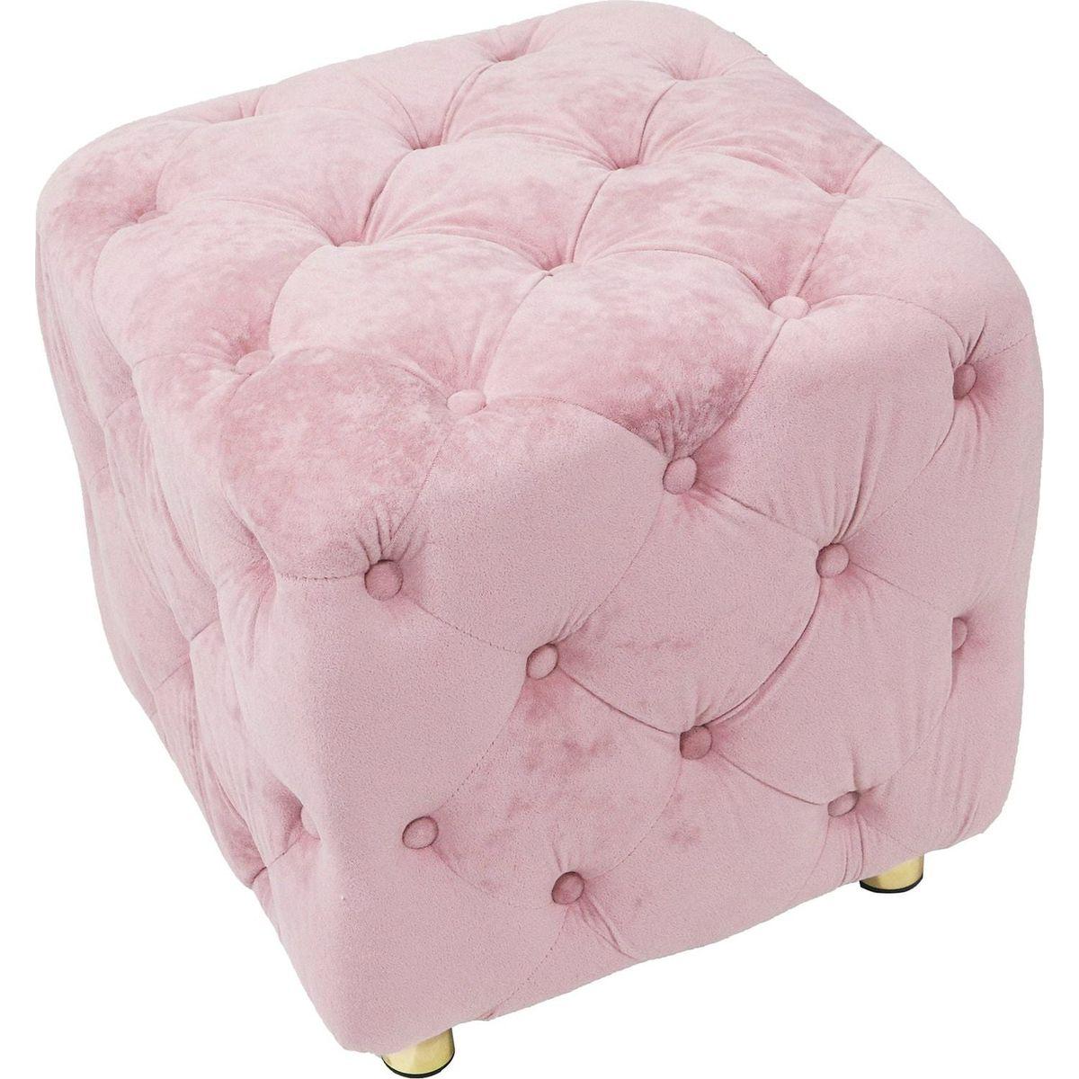 Pink Modern Velvet Upholstered Ottoman, Exquisite Small End Table, Soft Foot Stool, Dressing Makeup Chair, Comfortable Seat for Living Room, Bedroom, Entrance