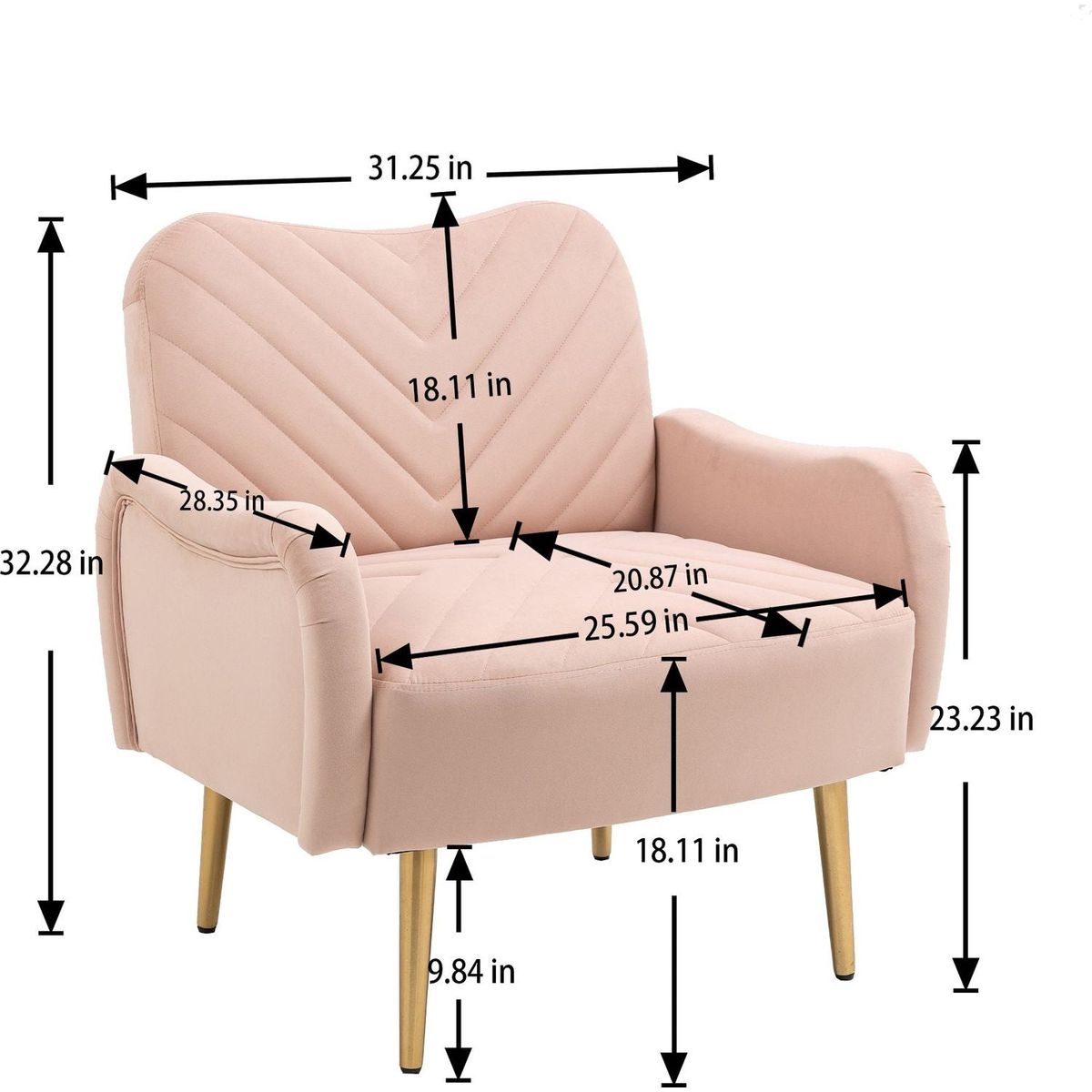 Velvet Chair, Accent chair/ Living room lesiure chair with metal feet