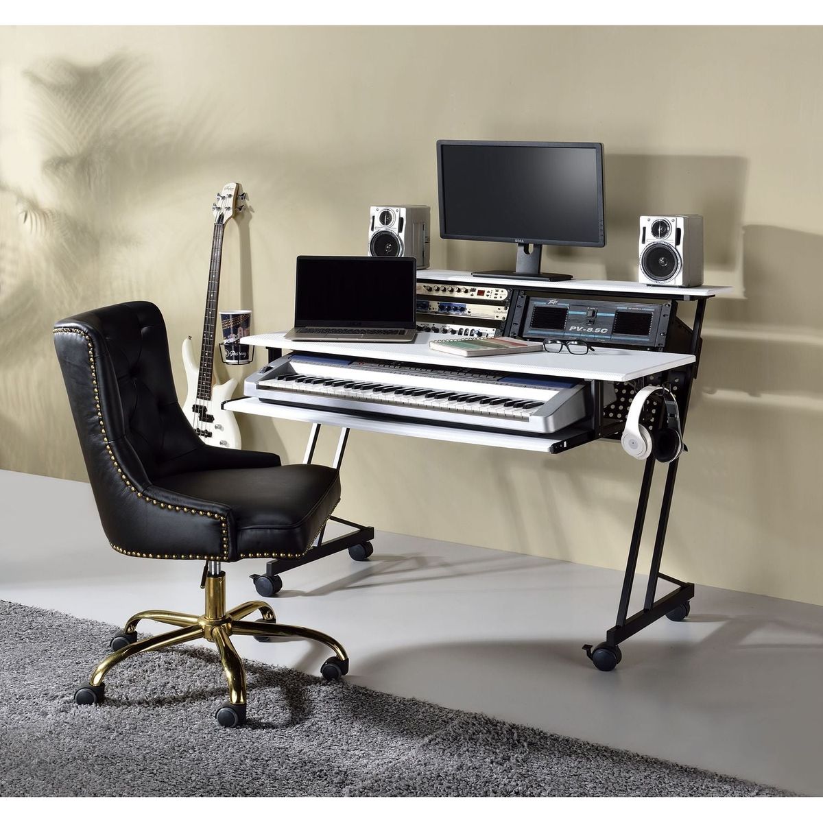 Suitor Computer Desk, White & Black