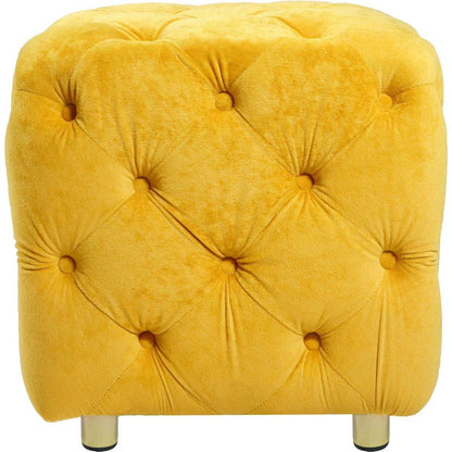 Yellow Modern Velvet Upholstered Ottoman, Exquisite Small End Table, Soft Foot Stool, Dressing Makeup Chair, Comfortable Seat for Living Room, Bedroom, Entrance