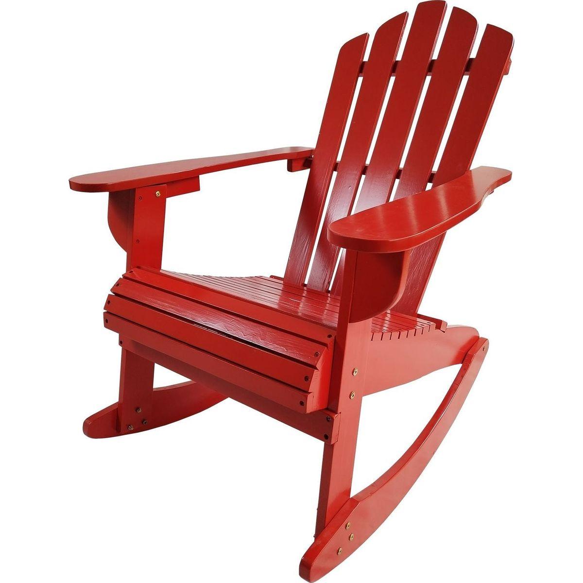 Reclining Wooden Outdoor Rocking Adirondack chair, Red