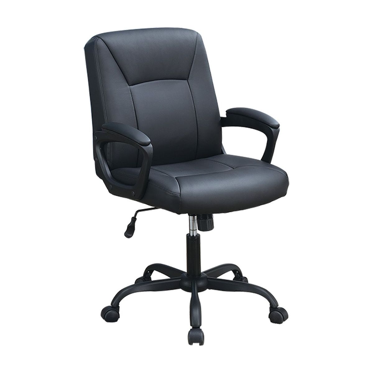 Adjustable Height Office Chair with Padded Armrests, Black