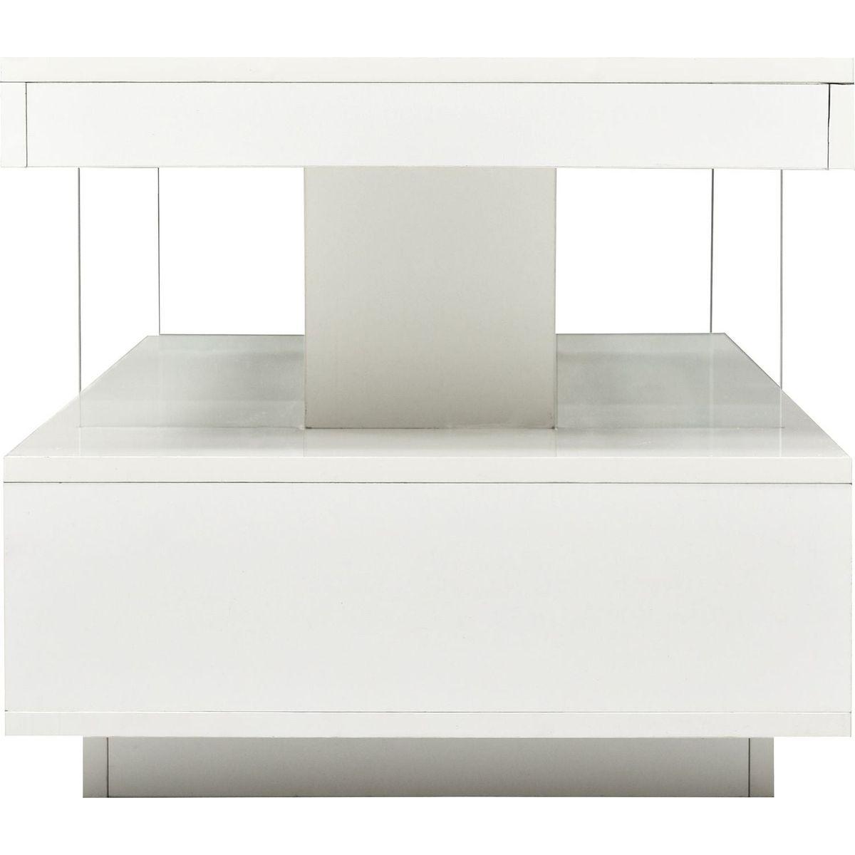 LED Coffee Table with Storage, Modern Center Table with 2 Drawers and Display Shelves, Accent Furniture with LED Lights for Living Room,White