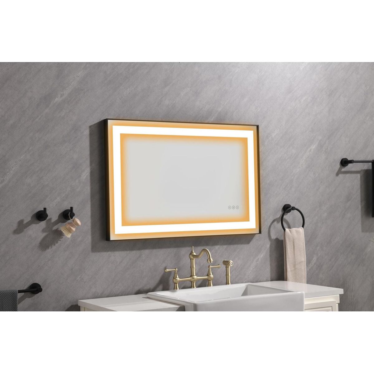 36x24 LED Lighted Bathroom Wall Mounted Mirror with High Lumen+Anti-Fog Separately Control