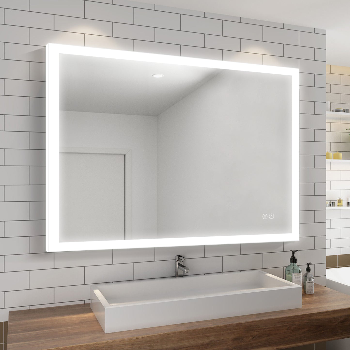 40x32 Inch LED Bathroom Mirror, Bathroom Vanity Mirror with Lights, Backlit and Front Lighted Mirror for Bathroom, Anti-Fog Dimmable Makeup Lighted Mirror with Touch Button, Horizontal/Vertical