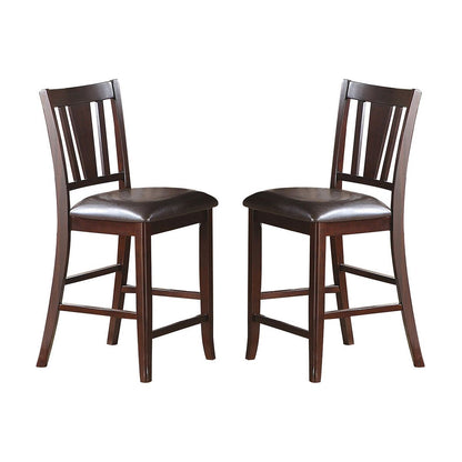 Darrell Upholstered Counter Height Chairs in Dark Brown Finish, Set of 2