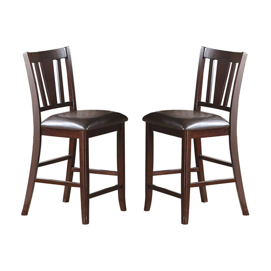 Darrell Upholstered Counter Height Chairs in Dark Brown Finish, Set of 2