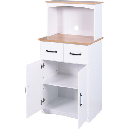 Wooden Kitchen Cabinet White Pantry Storage Microwave Cabinet with Storage Drawer