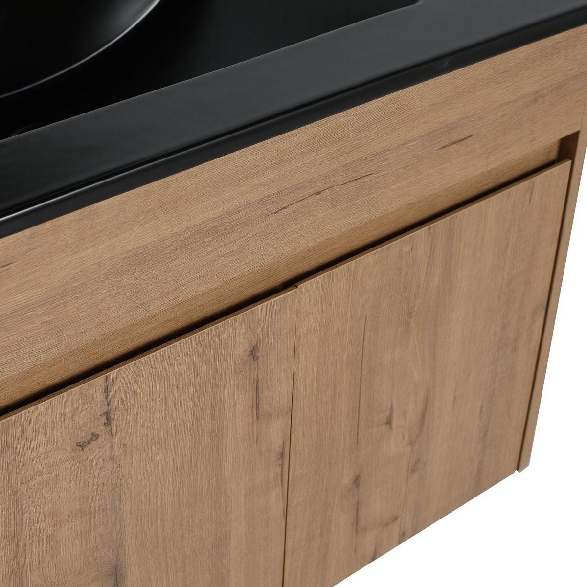 30 Inch Bathroom Vanity With Black Ceramic Basin and Adjust Open Shelf (KD-PACKING)