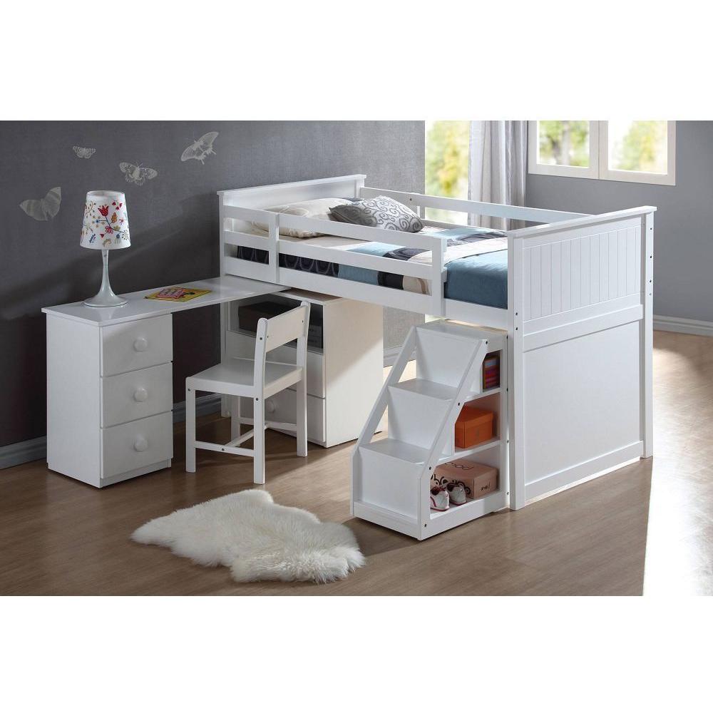 Wyatt Loft Bed & Storage in White