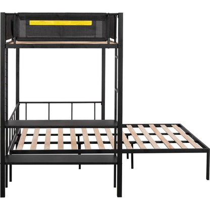 Twin over Full Bunk with Shelves & Grid Panel
