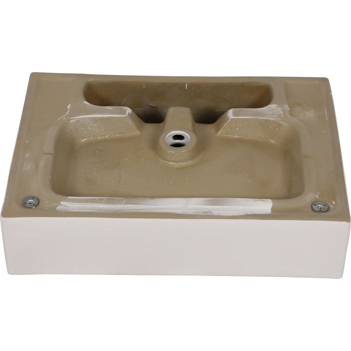 24" Bathroom Console Sink with Overflow, Ceramic Console Sink White Basin Black Legs