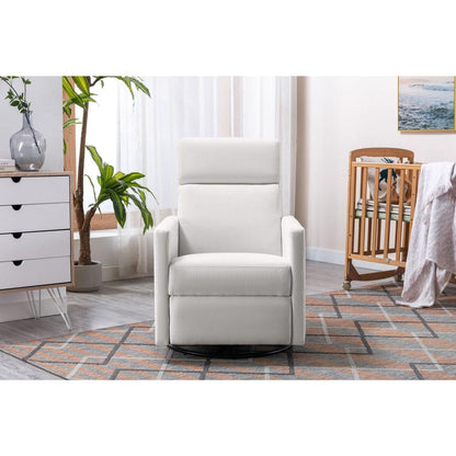 Modern Upholstered Rocker Nursery Chair Plush Seating Glider Swivel Recliner Chair, Beige