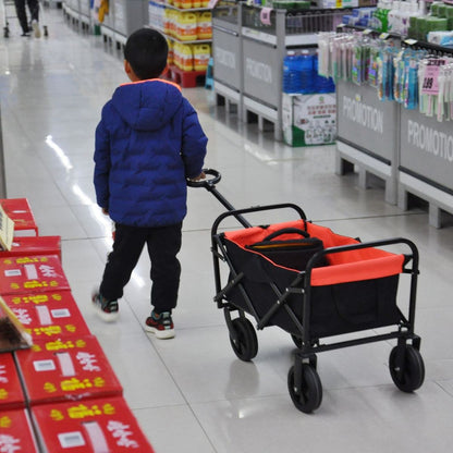 Folding Wagon Garden Shopping Beach Cart black+yellow