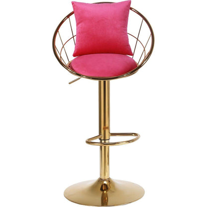 Rose Red velvet bar chair, pure gold plated, unique design60 degree rotation, adjustable heightuitable for dining room and baret of 2