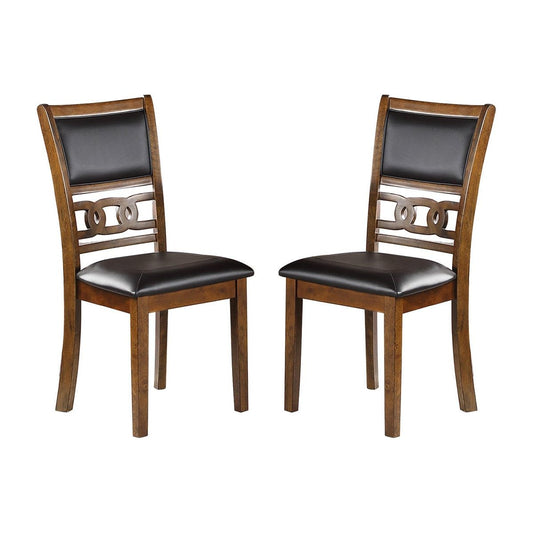 Set of 2 Upholstered Dining Chair in Walnut Finish