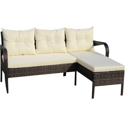 Outdoor patio Furniture sets 2 piece Conversation set wicker Ratten Sectional Sofa With Seat Cushions (Beige Cushion)