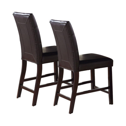 Leroux Upholstered Counter Height Chairs in Espresso Finish, Set of 2